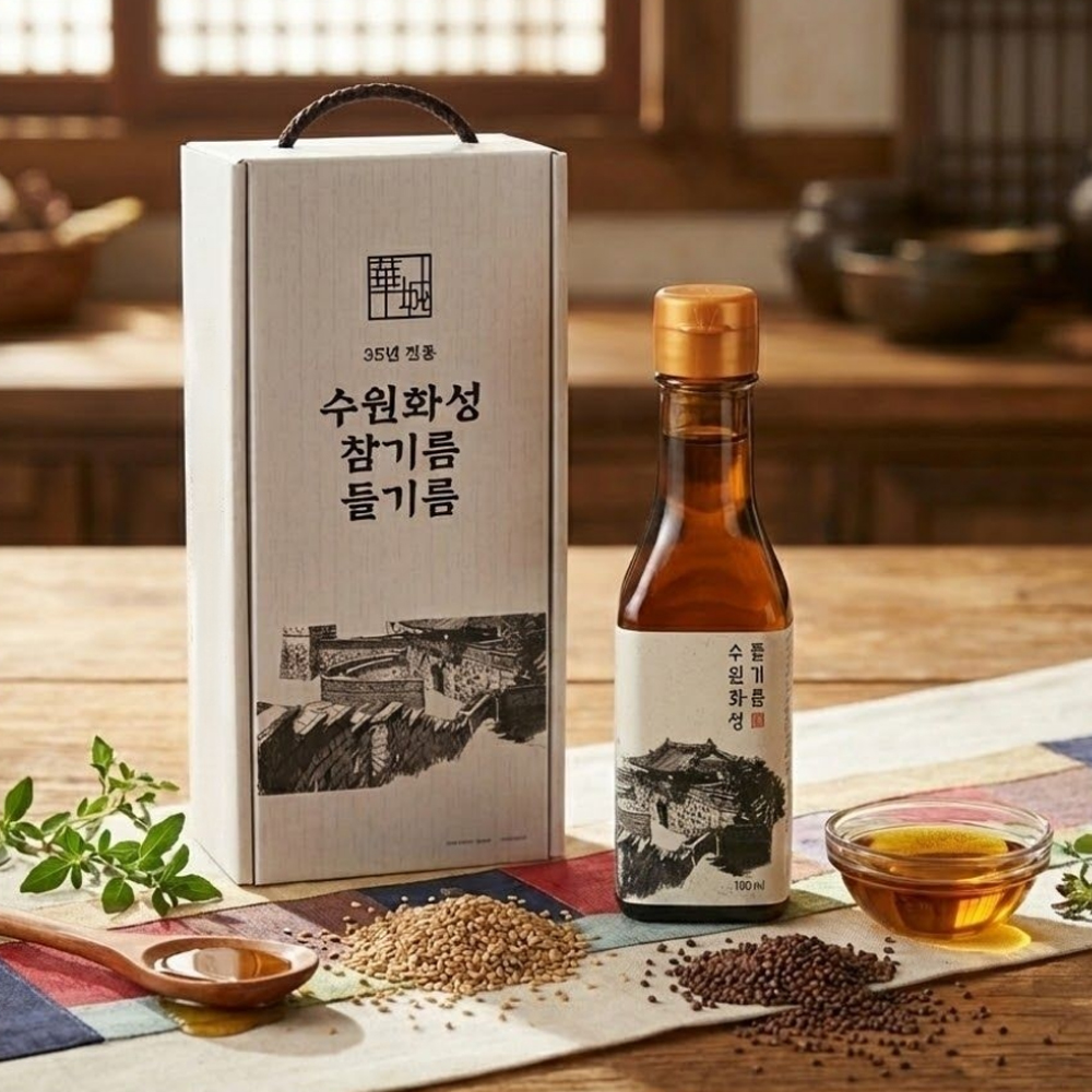 국산 저온압착 방앗간 통깨 들기름 180ml 선물 답례품 - 상품 이미지