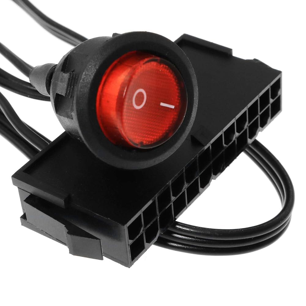 땋은 케이블과 빨간불이 있는 SQXBK 24핀 여성 ATX PSU 전원 공급 스타터 온/오프 스위치 점퍼 브리지 - 상세 이미지 3