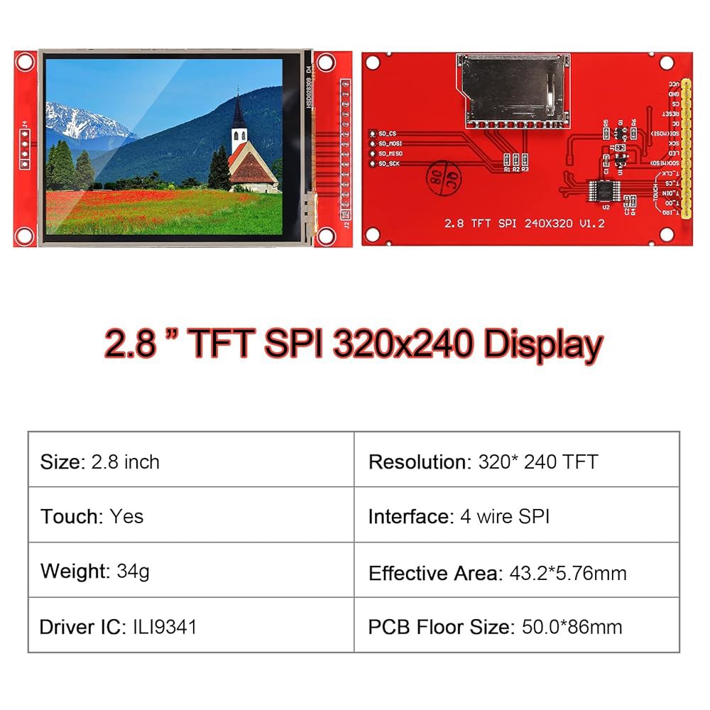 DIANN 2.8 ILI9341 SPI TFT LCD 디스플레이 터치 패널 320x240 스크린 실드 5V / 3.3V STM32 모듈 시리얼 및 펜 포함 2.8 - 상세 이미지 2