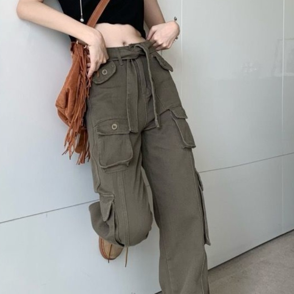 워싱 빈티지 포켓 와이드 카고 팬츠 2color SL-1004609 - 상품 이미지