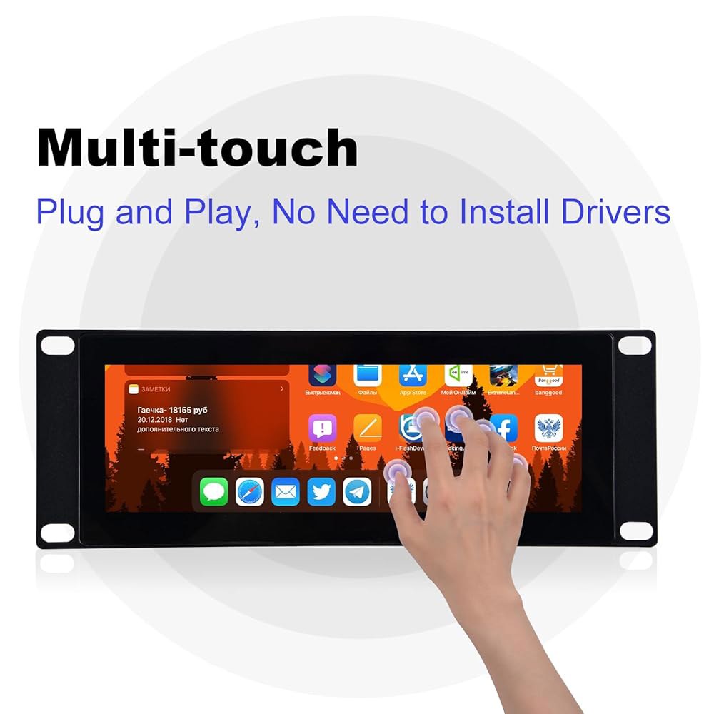 데스크파이 랙메이트 T0 / T1 T2 Plus 서버 캐비닛용 GeekPi 7.84 인치 1280x400 LCD 터치 스크린 2U 랙 마운트 모니터 - 상세 이미지 2