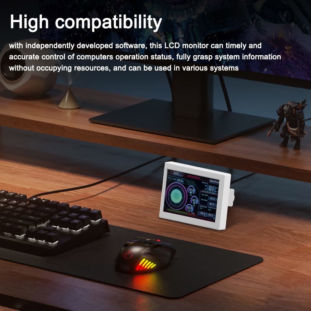 디오체 LCD 화면 내부 PC 케이스 3.5인치 스마트 보조 온도 디스플레이 컴퓨터 모니터 미니 USB 타입 C 화면(블랙) - 상세 이미지 2