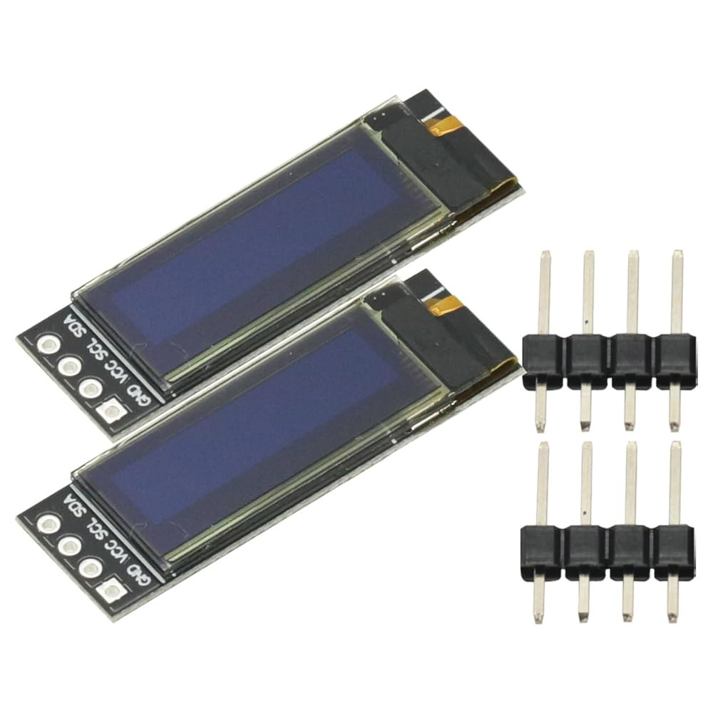 2Pcs 0.91인치 OLED 화면 128x32 IIC I2C 흰색 LCD 디스플레이 DIY SSD 1306 모듈 DC 3.3V 5V, 아두이노 PIC AVR STM32용 - 상품 이미지