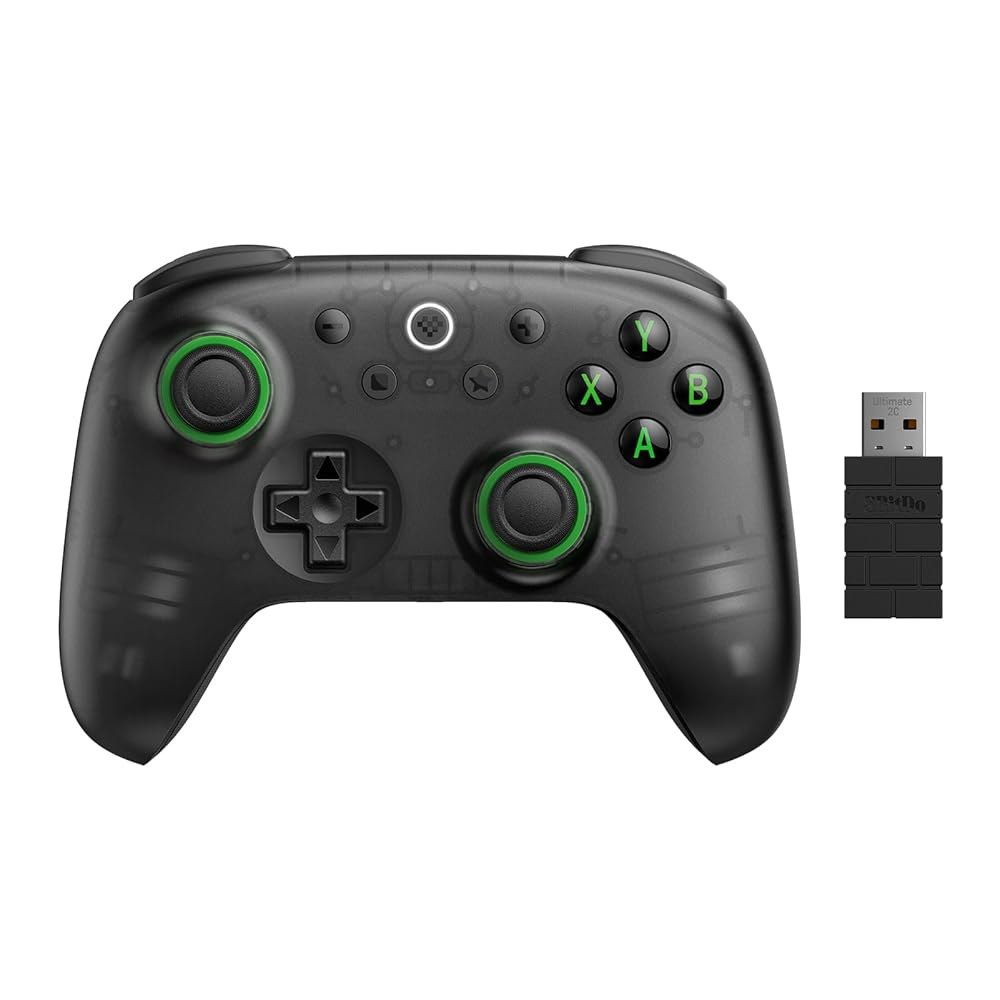 Windows PC 및 Android용 8BitDo Ultimate 2C 무선 컨트롤러, 1000Hz 폴링 속도, 홀 효과 조이스틱 트리거, 리매핑 가능한 L4/R4 범퍼(투명 - 상품 이미지