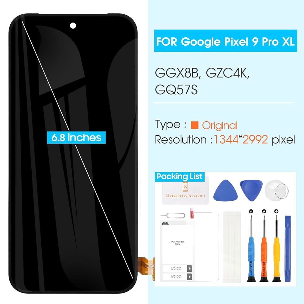 Google Pixel 9 Pro XL 화면 교체용 오리지널 - 수리 키트가 포함된 GGX8B GZC4K LCD 유리 패널 풀 어셈블리용 디스플레이 터치스크린 디지타이저용 - 상세 이미지 2