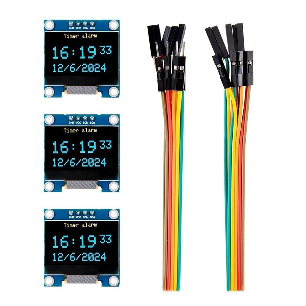 KEAcvise 3pcs 0.96인치 OLED 디스플레이 화면 모듈 - 아두이노 프로젝트용 소형 자체 발광 SSD 1306 i2c 미니 LCD - 상품 이미지