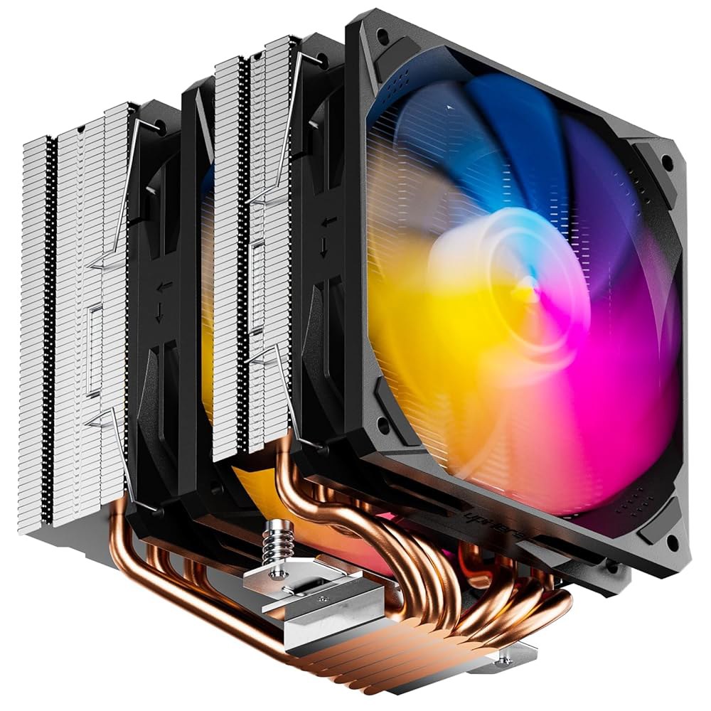 인텔 LGA(1851/2011/2066/1700/1200/1150/1121/1155/1156/1366) 및 AMD AM5/AM4용 6mm x 6개의 구리 히트 파이프와 듀얼 120 - 상품 이미지