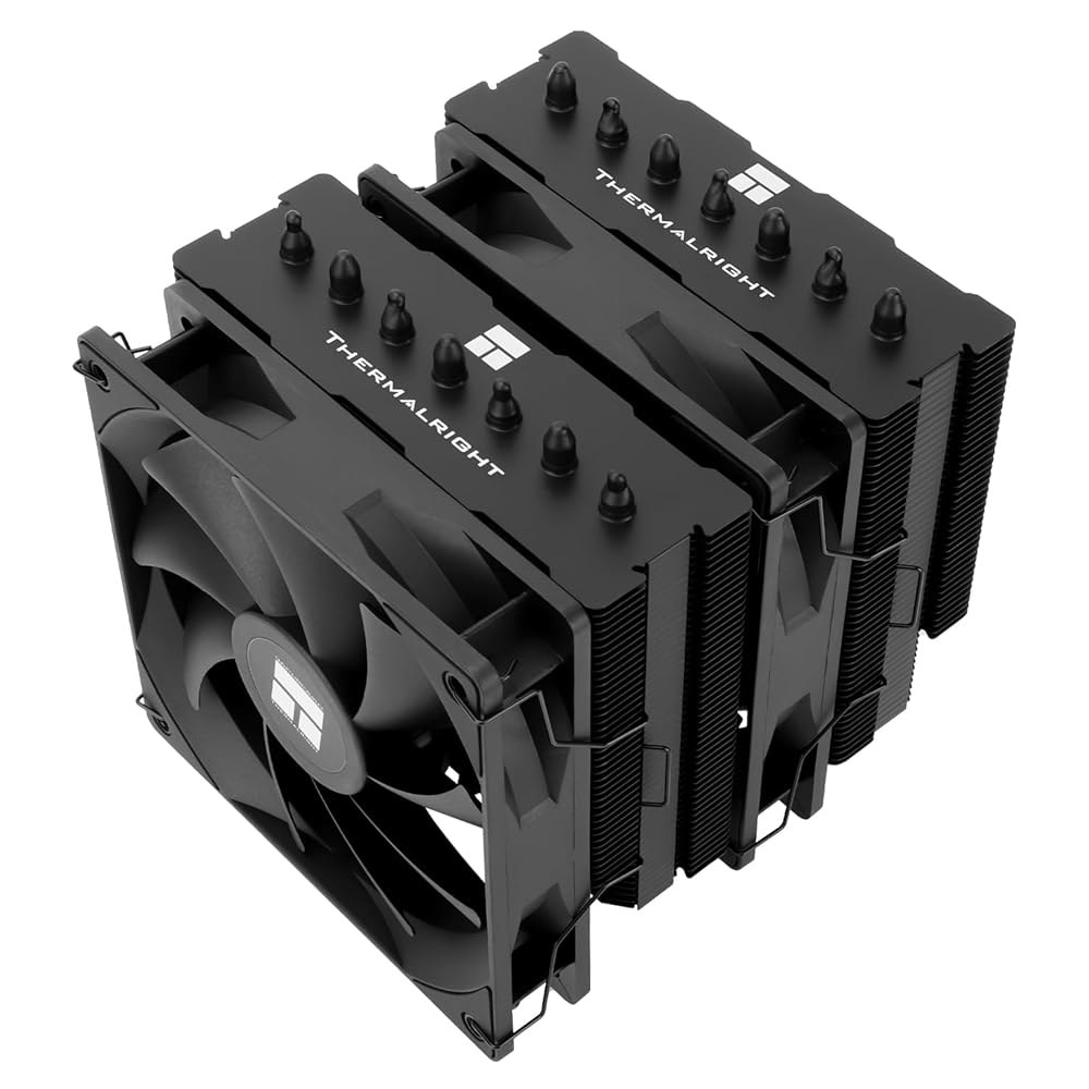 Thermalright Phantom Spirit 120 SE 블랙 CPU 쿨러, 듀얼 TL-C12B V2 PWM 팬 및 더블 타워, 7 히트 파이프 히트싱크 AM4 / AM5 - 상품 이미지