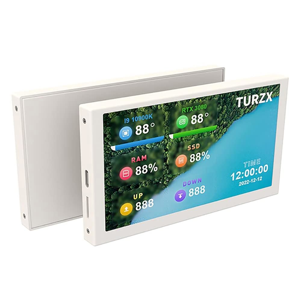 EDIY 5인치 IPS USB 미니 스크린 AIDA64 PC CPU RAM HDD 데이터 모니터 컴퓨터 온도 디스플레이 타입-C 800 x 480 서브 스크린, 흰색 - 상품 이미지