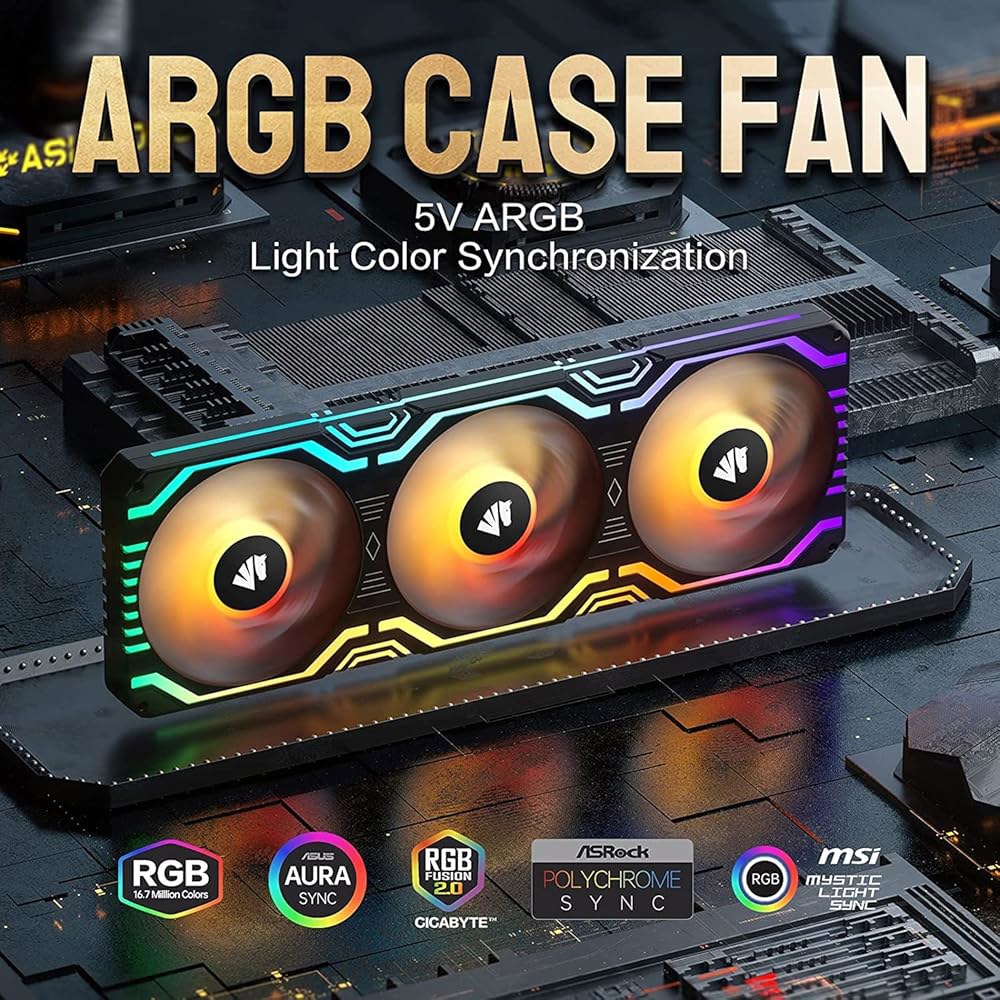 아시아호스 매트릭스 360mm PC 팬, 56개의 주소 지정 가능한 LED RGB 일체형 정사각형 프레임 통합 케이스 팬(MB 동기화/아날로그 컨트롤러 포함), 컴퓨터 케이스용 - 상세 이미지 2