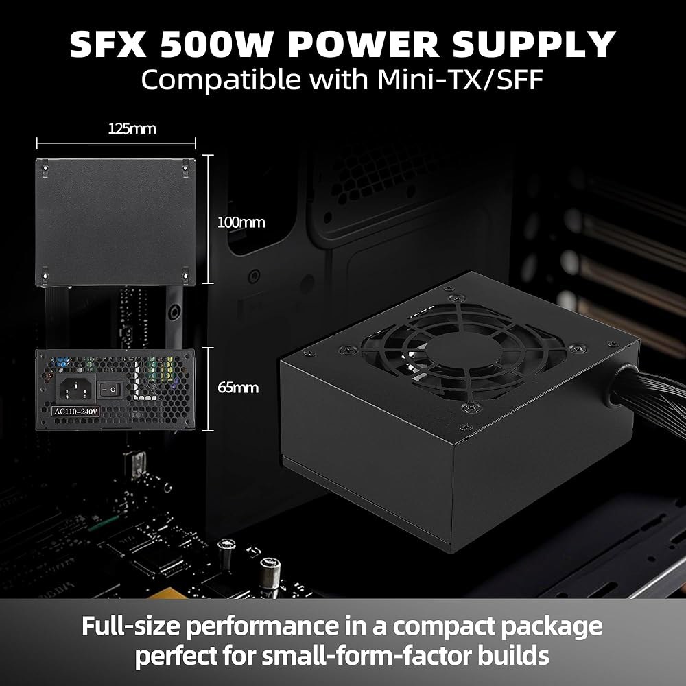 WISLOK SFX 전원 공급 장치 500W PSU 비모듈형 디자인 폼 팩터는 미니 ITX / SFF MATX PC 게임 및 RTX 3060 4060과 호환되는 홈 시어터에 적합합 - 상세 이미지 2