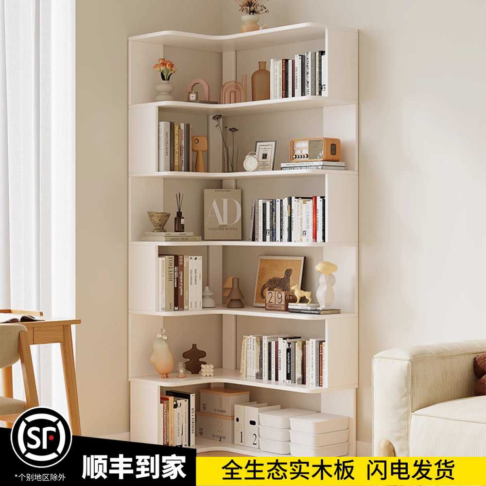 원목 코너책장 아이방 책꽂이 모서리 선반 좁은 틈새 60x60cm 5단 / 화이트 - 상세 이미지 2