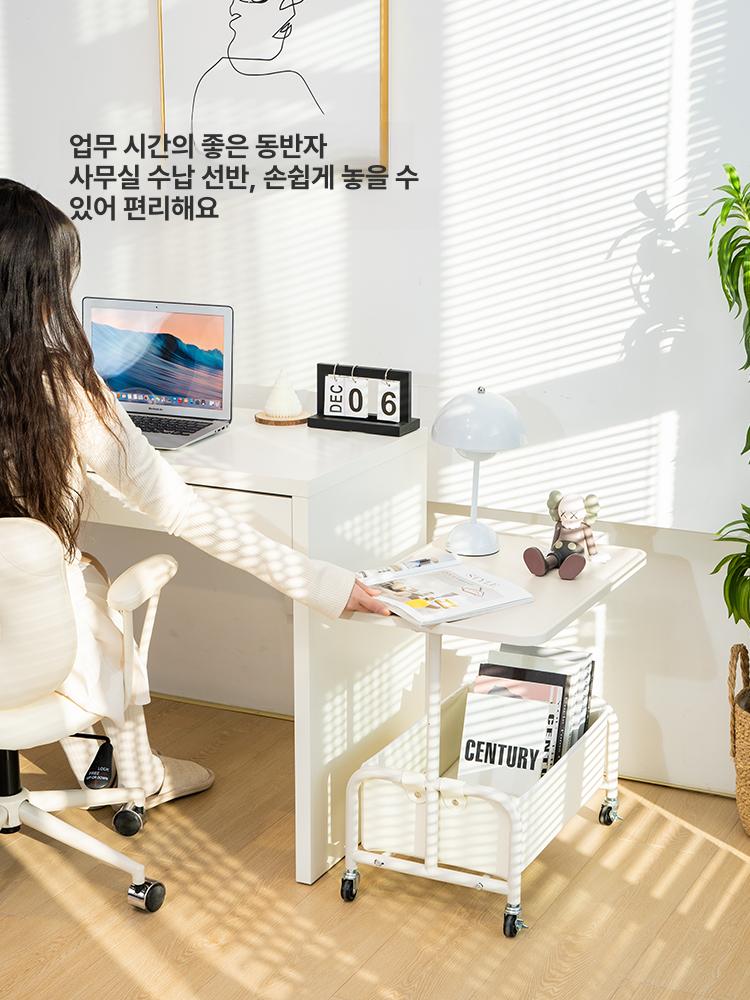 철제 사이드 테이블 바퀴달린 협탁 거실 침실 이동식 티테이블 - 상세 이미지 3