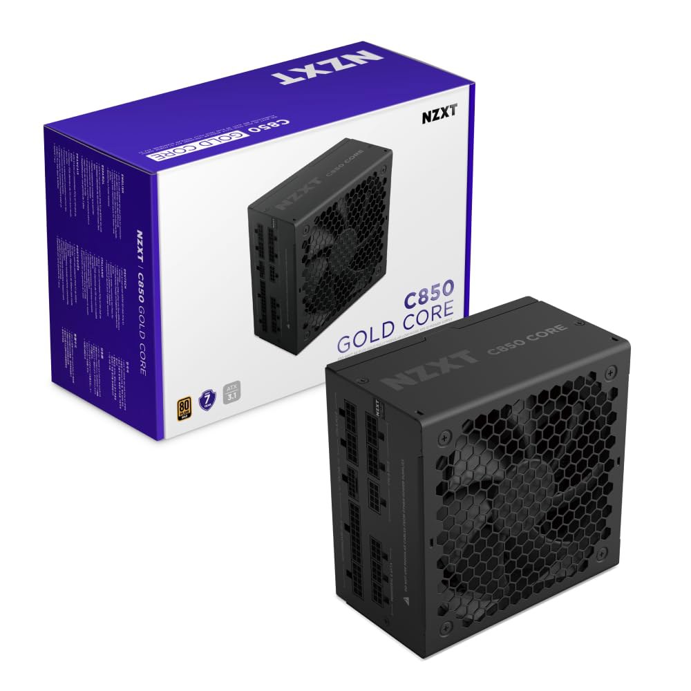 NZXT C850 골드 코어 - 850W ATX 3.1 전원 공급 장치 80 플러스 사이베네틱스 플래티넘 완전 모듈식 PCIe 5.1 600W 12V-2x6 제로 RPM 팬 105 - 상품 이미지