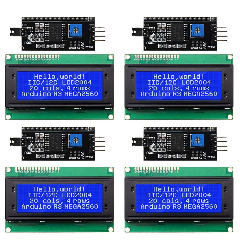 Weewooday 4set Iic TWI I2c LCD 시리얼 인터페이스 어댑터 및 아두이노 R3 Mega2560(LCD 2004 20 x 4, 블루)과 호환되는 액정 디스플레이 - 상품 이미지