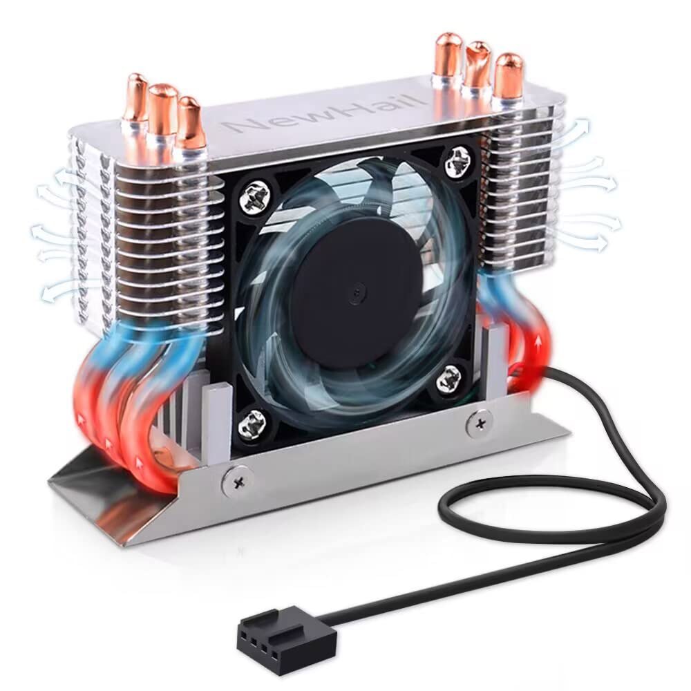 뉴하일 12V M.2 2280 SSD 히트싱크, 40mm PWM 냉각 팬, 구리 히트 파이프 및 열 패드, NVMe SATA 전용 쿨러 포함 - 상품 이미지