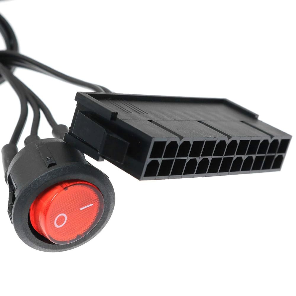 땋은 케이블과 빨간불이 있는 SQXBK 24핀 여성 ATX PSU 전원 공급 스타터 온/오프 스위치 점퍼 브리지 - 상세 이미지 2