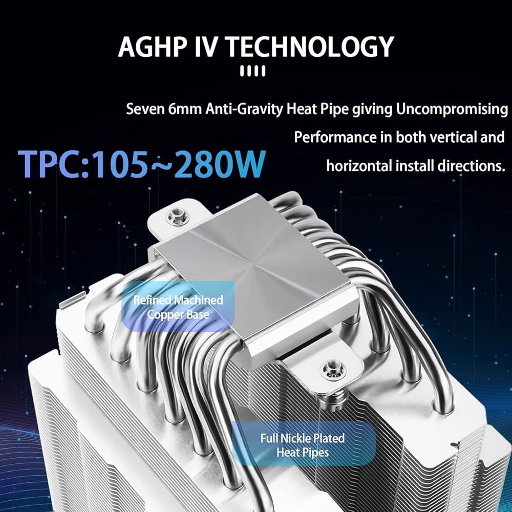 Thermalright PS120SE CPU 에어 쿨러, 7 히트 파이프 듀얼 120mm TL-C12B V2 PWM 팬, AG 4.0 기술, S-FDB 베어링, AMD AM4 AM - 상세 이미지 2