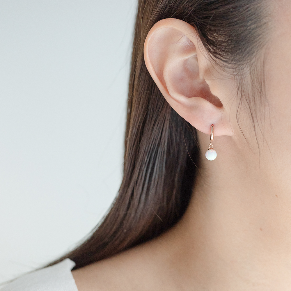 14k 6mm 합성오팔 원터치 귀걸이 OPPE0194 이미지 8