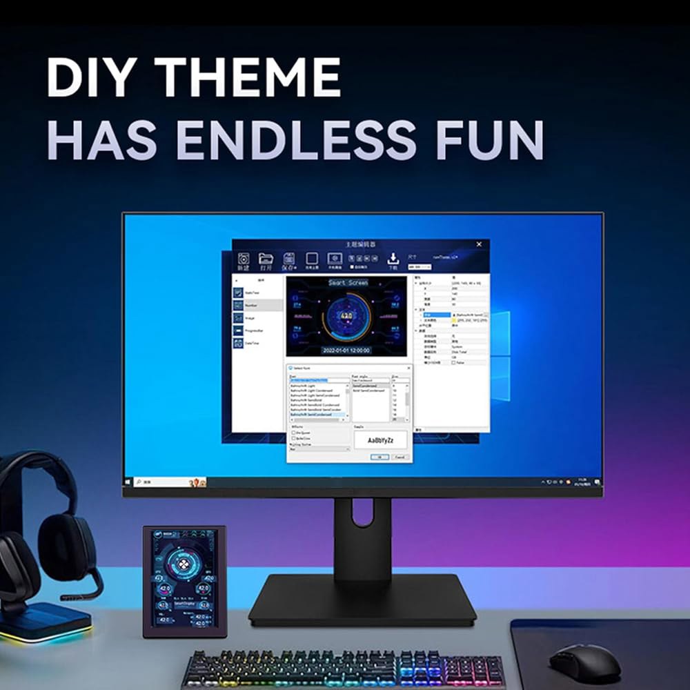 디오체 LCD 화면 내부 PC 케이스 3.5인치 스마트 보조 온도 디스플레이 컴퓨터 모니터 미니 USB 타입 C 화면(흰색) - 상세 이미지 2