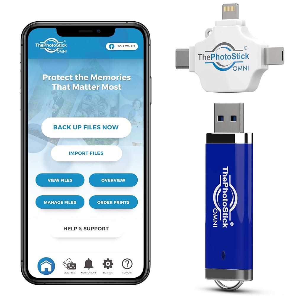 , Android, Mac 및 PC용 256GB USB 플래시 드라이브 메모리 스틱 u2013 사진 비디오 백업 파일을 쉽게 저장하고 전송할 수 있는 포토스틱 옴니 멀티포트 연결 - 상세 이미지 2