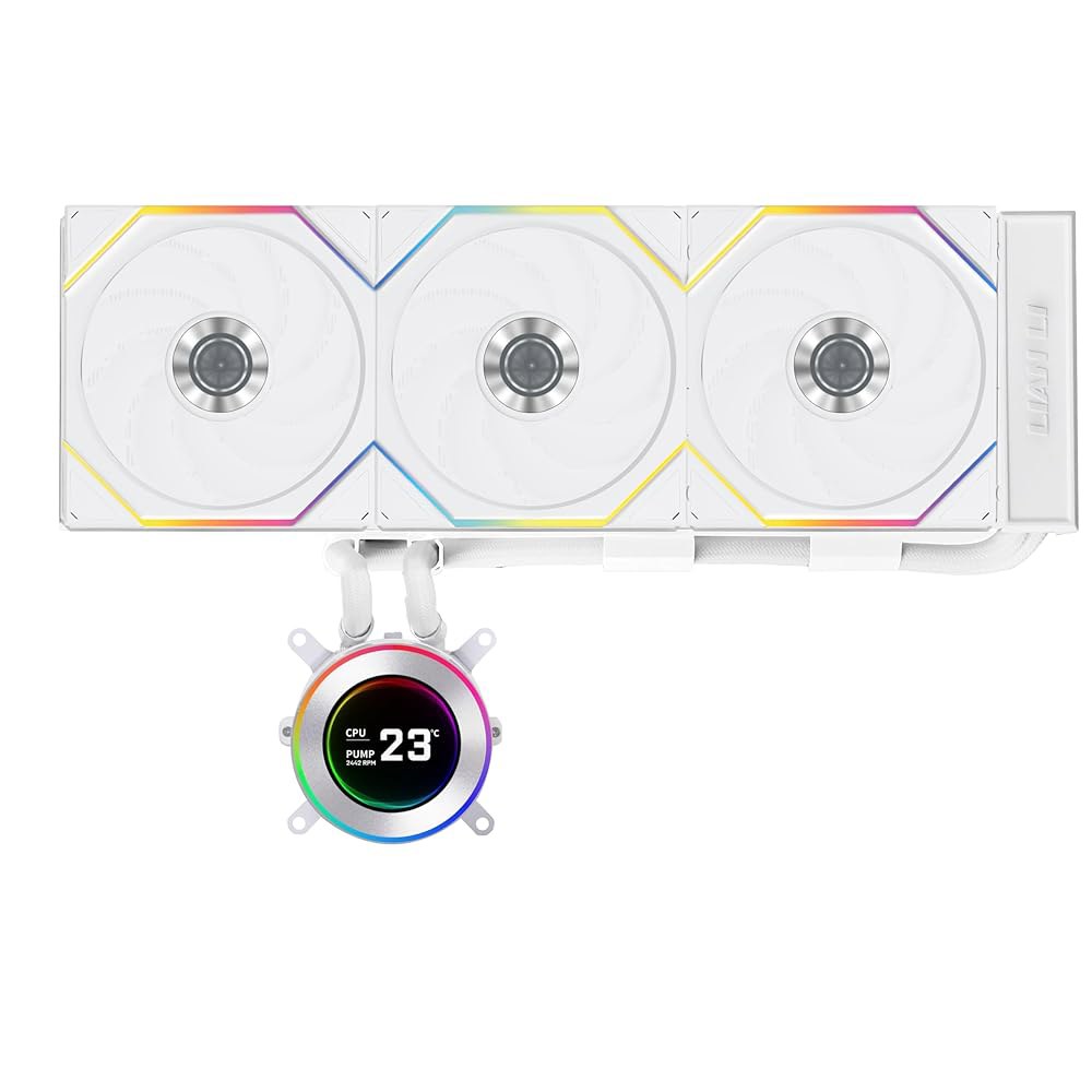 리안 리 하이드로시프트 II-C 360TL RGB 액체 CPU 쿨러 - 360mm AIO 3X 120 팬 2.1 u201D IPS LCD 화면 3 제어 모드 유연한 튜브 클램프 - 상세 이미지 2