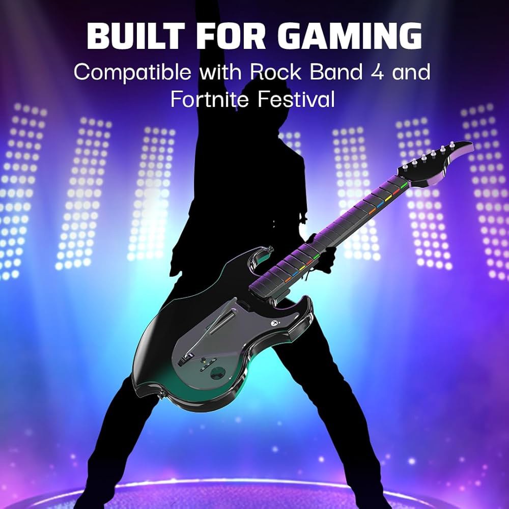 Xbox Series X|S, One, Windows 10/11 PC, Rock Band 4, 포트나이트 페스티벌, 오디오 잭, 충전식 배터리용 PDP 마스터 무선 기타 컨트롤러, - 상세 이미지 2