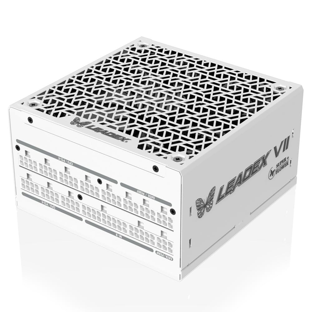 슈퍼 플라워 리드 VII XG 1300W 80+ 골드 화이트, 사이베네틱스 플래티넘, 풀 모듈러, ATX 3.1 및 PCIe 5.0, 12V WR 케이블(2x8핀-16핀 네이티브 - 상품 이미지
