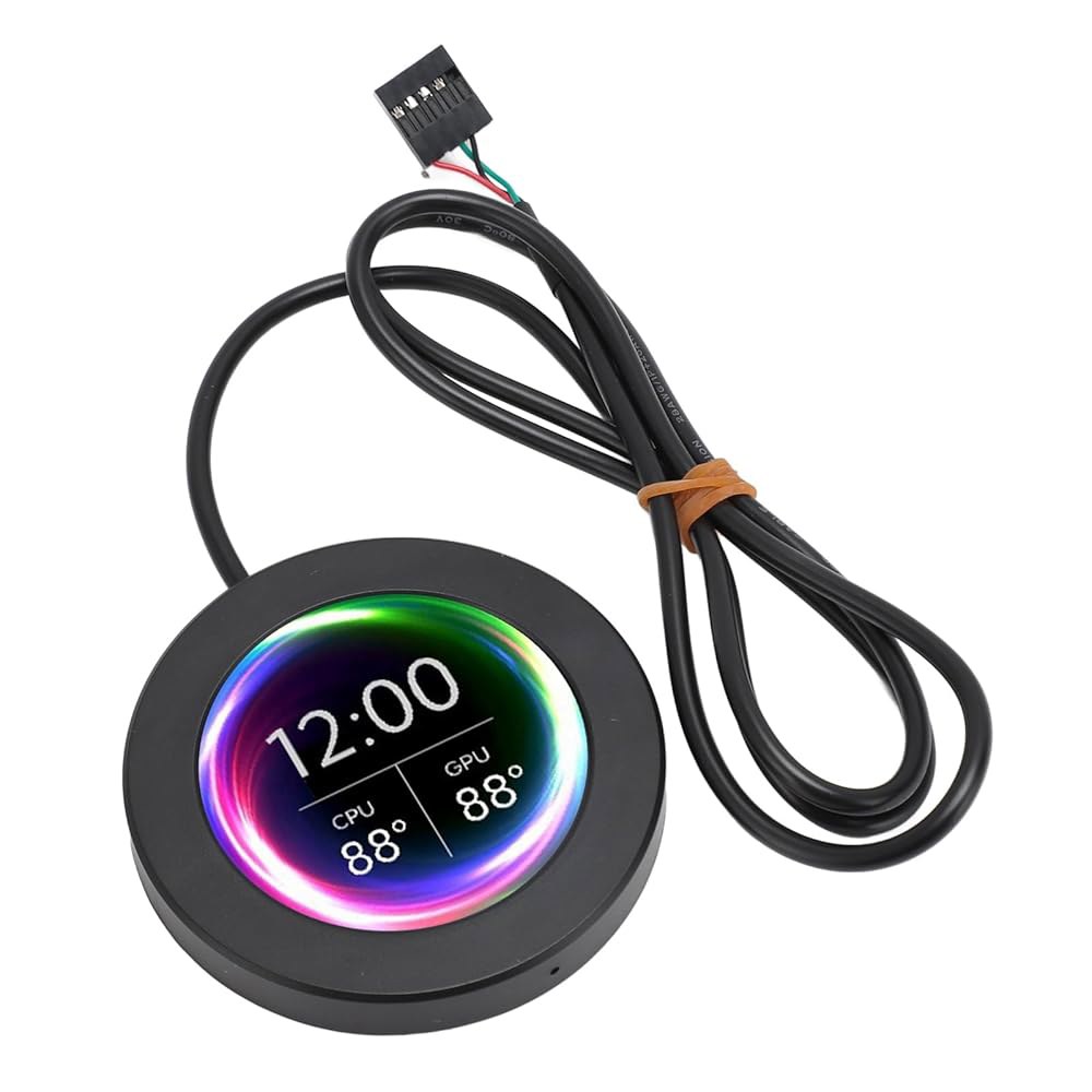 2.1인치 AIO 컴퓨터 온도 모니터, CPU 쿨러 LCD 디스플레이 화면 업그레이드 키트, 수냉식 시스템용 PC 센서 패널 AIDA64용(블랙) Black - 상품 이미지