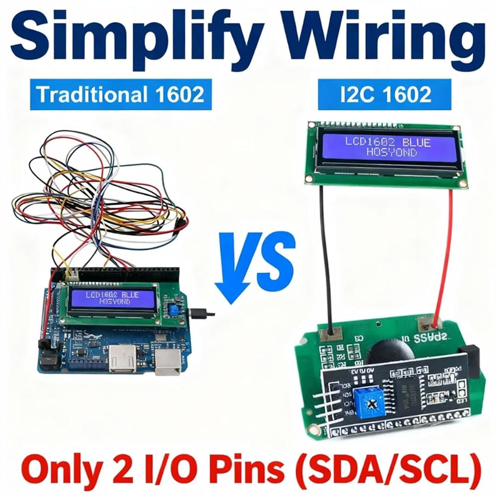 4PCS I2C IIC 1602 LCD 디스플레이 모듈 16x2 문자 직렬 화면, 블루 백라이트 및 PCF8574, Arduino Rasp Berry P i STM 32 DIY - 상세 이미지 3