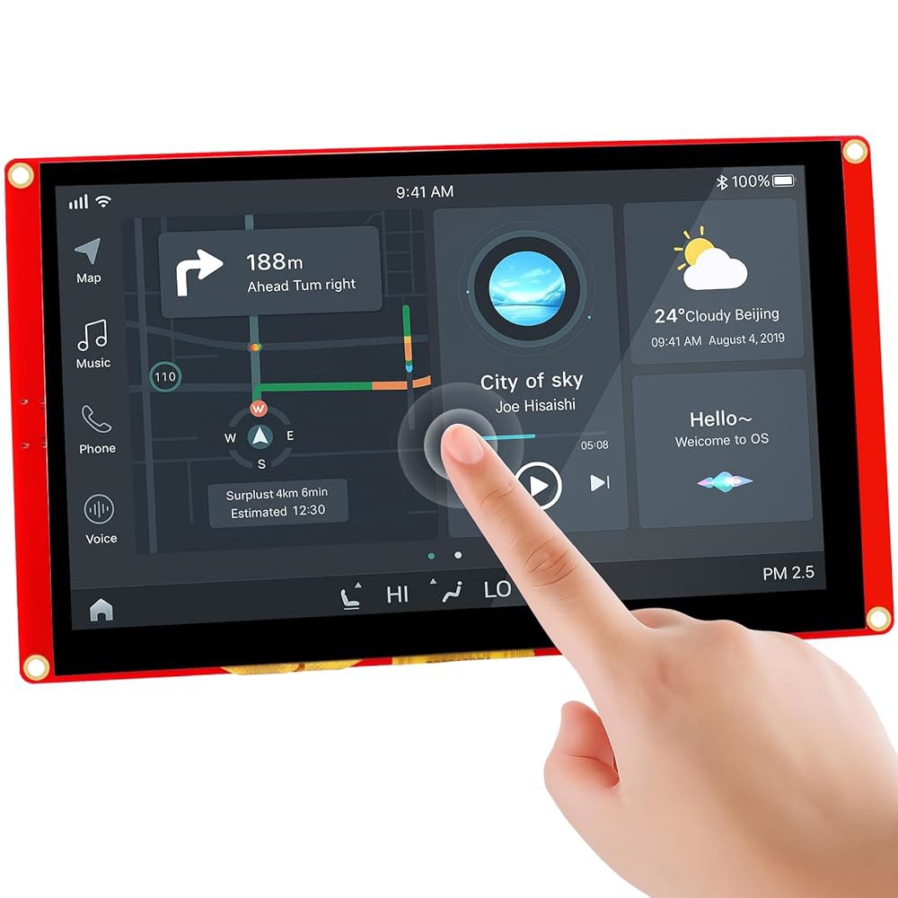 엘레크로우 ESP32 디스플레이 800 480, 아크릴 케이스 포함 7인치 HMI RGB TFT LCD 터치스크린, 32비트 LX6 듀얼 코어 프로세서, 최대 240MHz, 아두이 - 상품 이미지