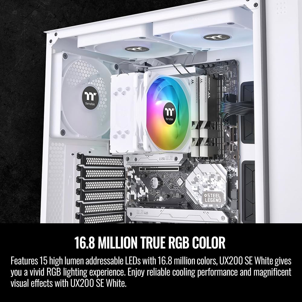 써멀테이크 UX200 SE 화이트 5V 마더보드 ARGB 동기화 1,680만 색상 15 주소 지정 가능 LED 인텔 /AM5 /AMD (LGA 1851 / 1700) 유니버설 소켓 - 상세 이미지 3