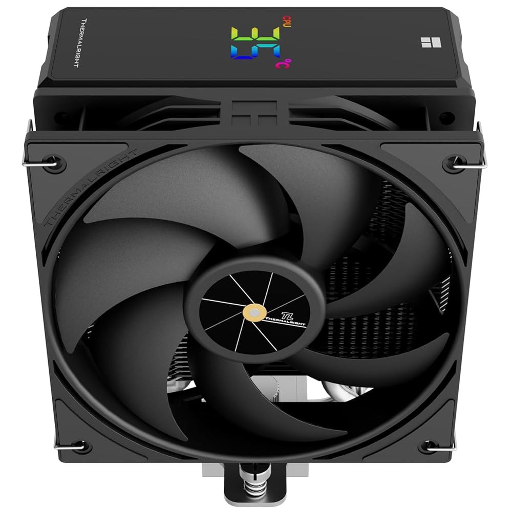 써멀라이트 어쌔신 X 120R 디지털 블랙 CPU 쿨러, 스크린 상단 커버 에어 컴퓨터 히트싱크 냉각, 2000RPM 속도, AM4 / AM5 지원, 인텔 LGA1851 1700 - 상품 이미지