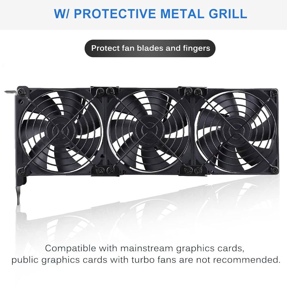 GDSTIME 그래픽 카드 팬, PCI 슬롯 3 x 90mm 92mm 쿨러, 비디오 VGA 쿨러 2 92x92x25mm fan - 상세 이미지 3