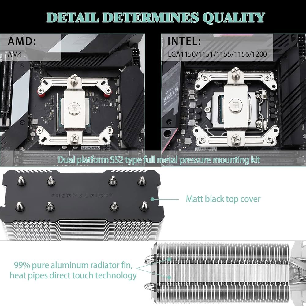 Thermalright Assassin X120 정제 SE CPU 에어 쿨러, 4개의 히트 파이프, TL-C12C PWM 팬, 알루미늄 방열판 커버, AG 테크놀로지, AMD AM - 상세 이미지 3