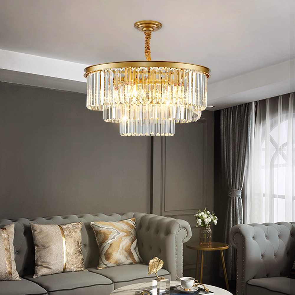 크리스탈 샹들리에 홈 식탁등 프랑스 홀 복도 앤틱 50x30cm 3단 / LED 삼색 조명 이미지 6