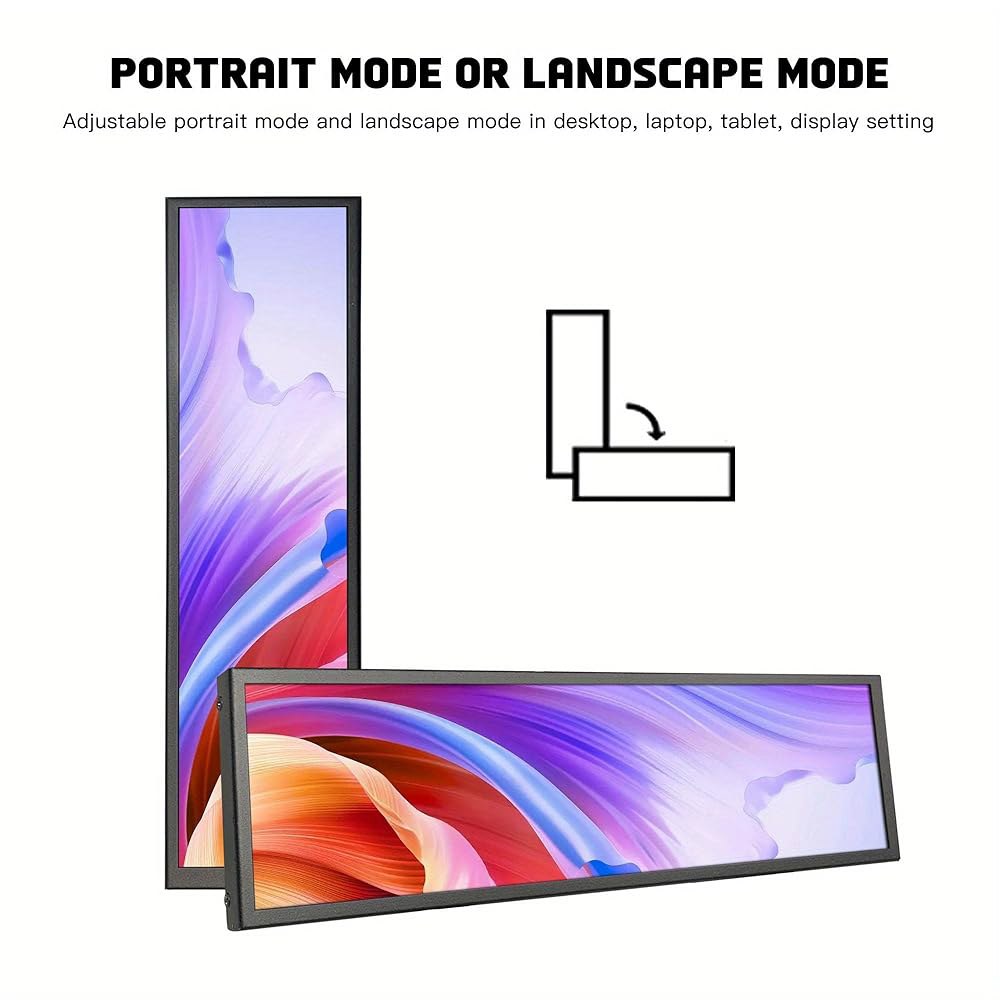 8.8인치 터치스크린 바 디스플레이, 1920x480, USB-C 포트가 있는 메탈 쉘 IPS 휴대용 터치 모니터. 라즈베리 파이, 노트북 Aida64 모니터링, GPU/CPU - 상세 이미지 2
