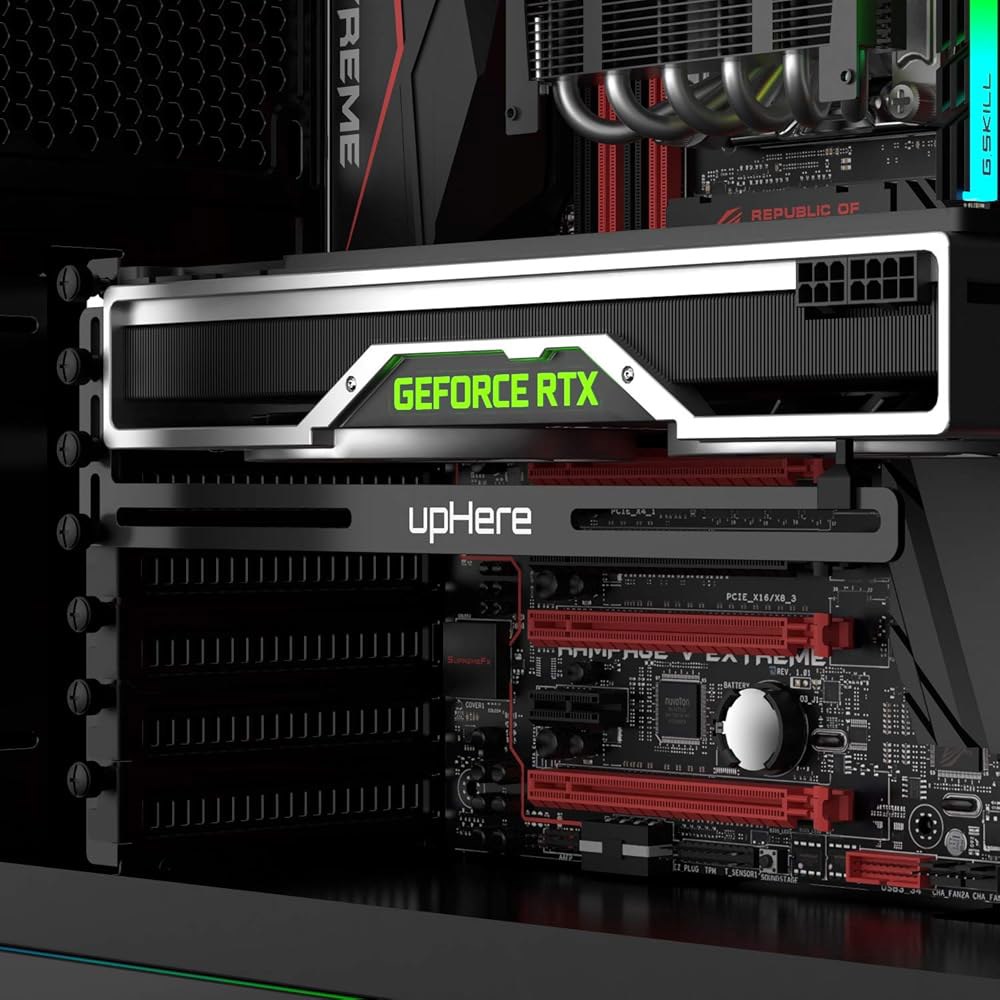 여기 그래픽 카드 GPU 브레이스 지원 비디오 새그 홀더/홀스터 브래킷, 양극 산화 처리된 에어로스페이스 알루미늄, 싱글 또는 듀얼 슬롯 카드(블랙), GL05(3080 ti 없음 - 상세 이미지 2