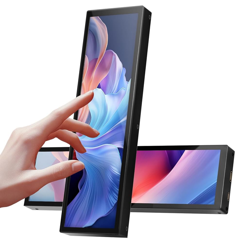 8.8인치 터치스크린 모니터, FHD IPS 1920x480 LCD 디스플레이, PC 온도 라즈베리 파이 컴퓨터 케이스 윈도우 Aida64 CPU GPU용 보조 화면 Black - 상품 이미지
