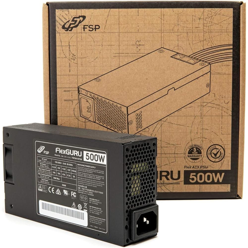 FSP FlexGURU 프로 전원 공급 장치, Flex ATX 500W, 80 플러스 골드, 5년 보증(FSP500-57FDB) GURU 300W - 상품 이미지