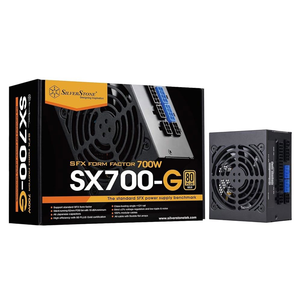 실버스톤 테크놀로지 SST-SX700-G 700W SFX 풀 모듈러 80 플러스 골드 PSU, 개선된 92mm 팬 및 일본식 커패시터. - 상품 이미지