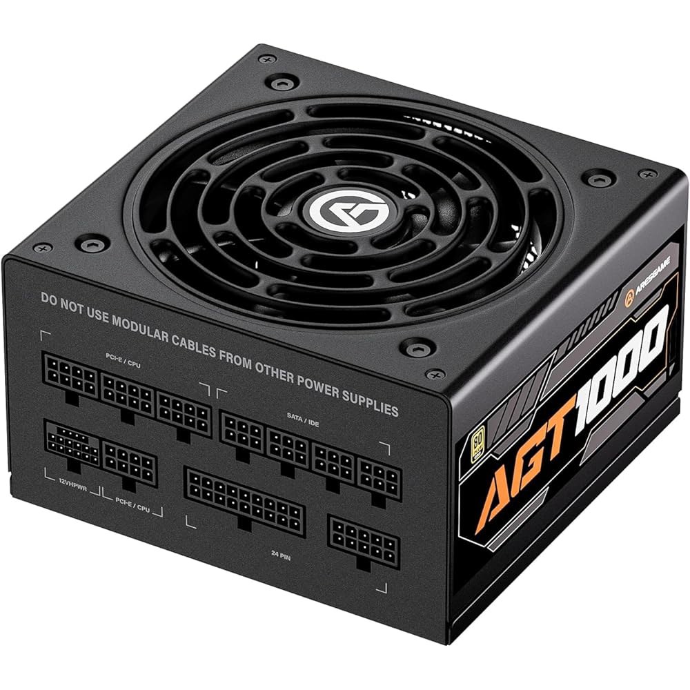 ARESGAME AGT 시리즈 1000W 전원 공급 장치, 80+ 골드 인증, 완전 모듈식 FDB 팬, 컴팩트 140mm 크기, 10년 보증, ATX 게이밍 장치 AGT 850W - 상품 이미지
