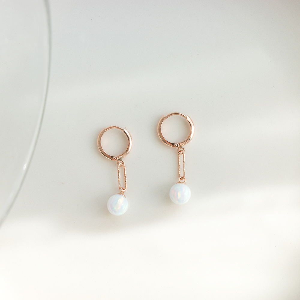 14k 6mm 합성오팔 컷팅 클립 원터치 귀걸이 OPPE0196 이미지 6