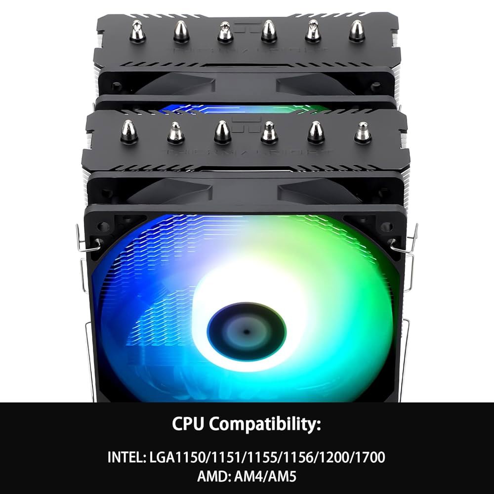 Thermalright 피어리스 어쌔신 120 SE ARGB CPU 에어 쿨러, 히트 파이프 쿨러 6개, 듀얼 120mm TL-C12C-S PWM 팬, 알루미늄 히트싱크 커버, - 상세 이미지 2