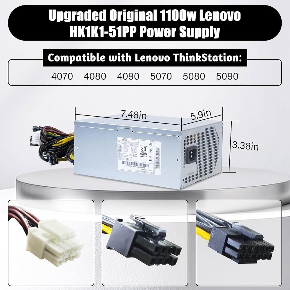 LXun 업그레이드 1100W HK1K1-51PP PA-3112-1 전원 공급 장치 5P51D77184용 레노버 씽크스테이션 타워 워크스테이션 PSU와 호환 4070 4080 40 - 상세 이미지 3