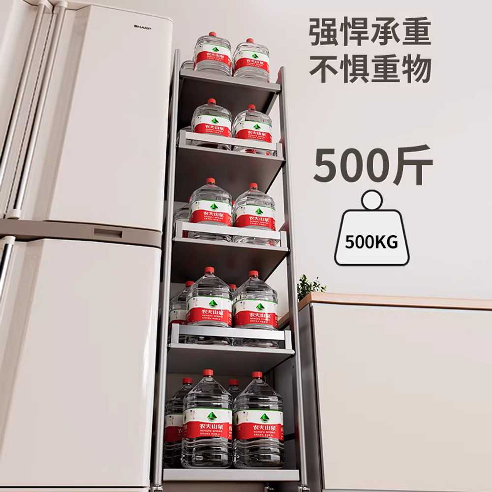 밥솥 레일 선반 원룸 렌지대 렉장 전자렌지 철제 밥통 35x41x85cm건메탈3단/4후크4바퀴 - 상세 이미지 4