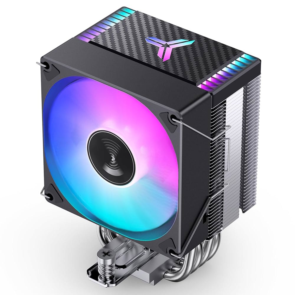 JONSBO CR1400 EVO 블랙 컬러 시리즈 9cm CPU 쿨러, H130mm, 에어 타워 라디에이터, 사일런트 히트싱크, 4핀 자동 라이트 팬, AMD AM4 / AM5 - 상품 이미지