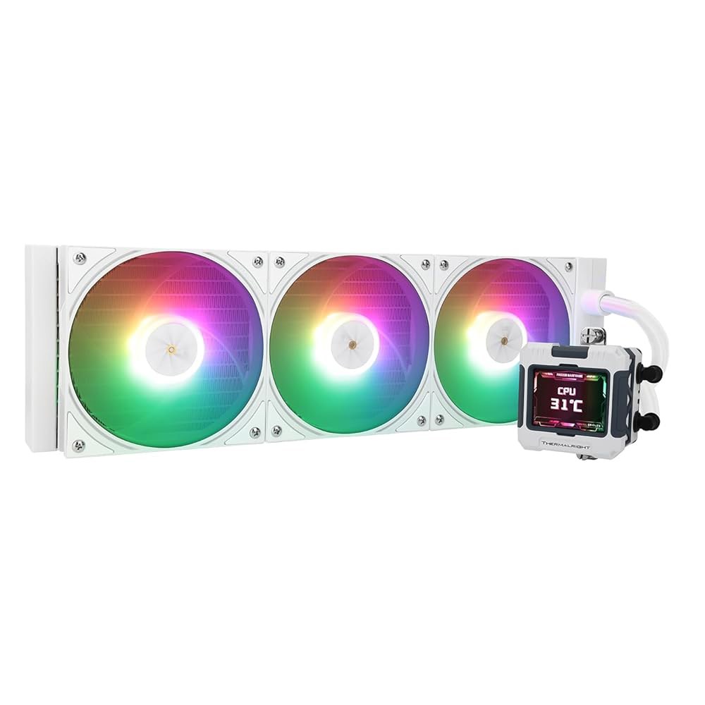 Thermalright FW 360 화이트 ARGB V2 CPU 워터 쿨러(2000RPM 팬 3개 포함), 320 240 해상도의 IPS LCD 화면, 액체 쿨러, AMD용 PC - 상품 이미지