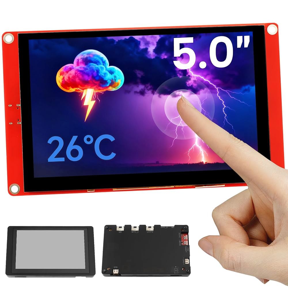 엘레크로우 ESP32 디스플레이 800 480, 아크릴 케이스 포함 5인치 HMI RGB TFT LCD 터치스크린, 32비트 LX6 듀얼 코어 프로세서, 최대 240MHz, 아두이 - 상품 이미지