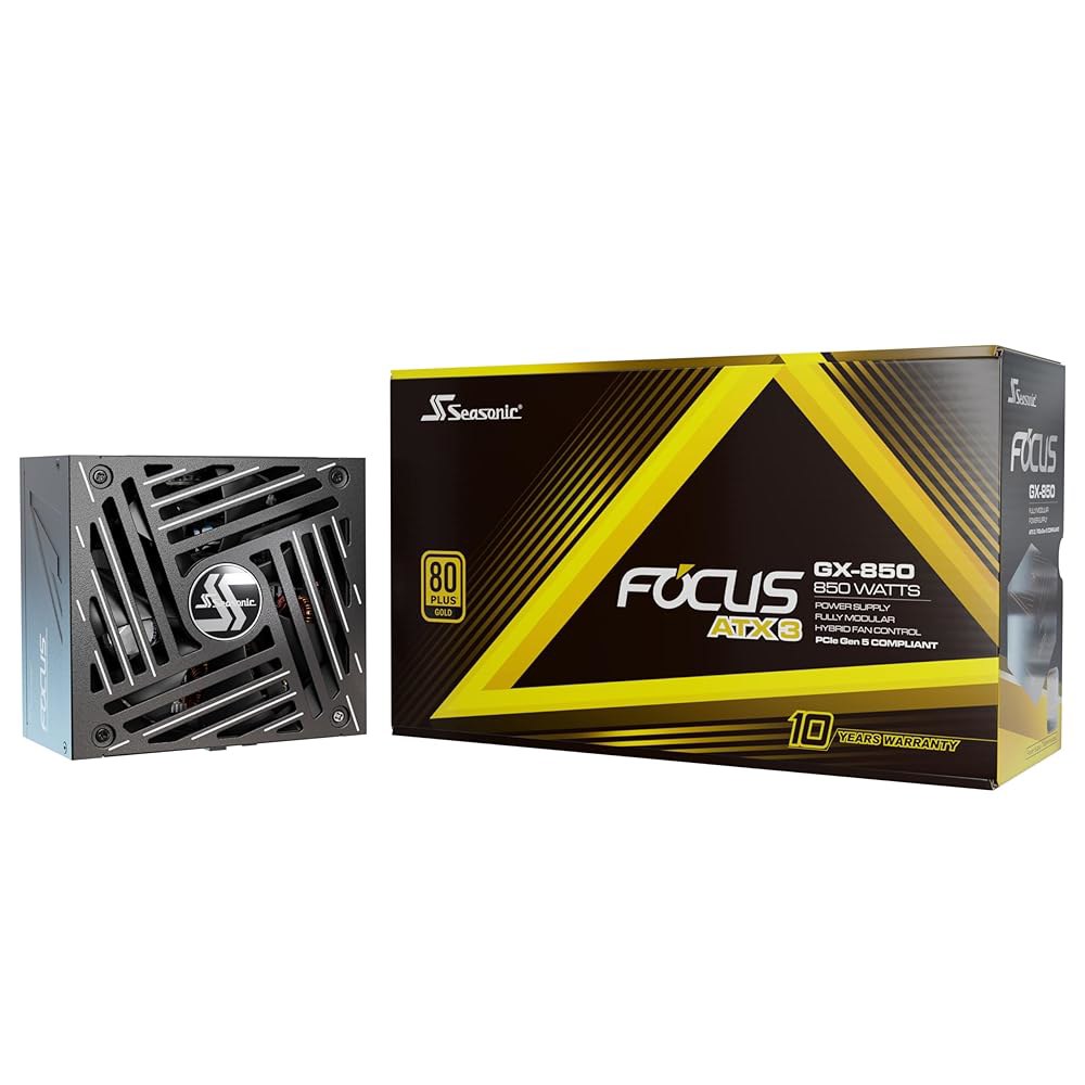 시즌 포커스 GX-850-850W - 80+ 골드 ATX 3.0 및 PCIe 5.0 준비 완료 완전 모듈식 프리미엄 일본 커패시터 10년 보증 Nvidia RTX 40/50 AMD - 상품 이미지
